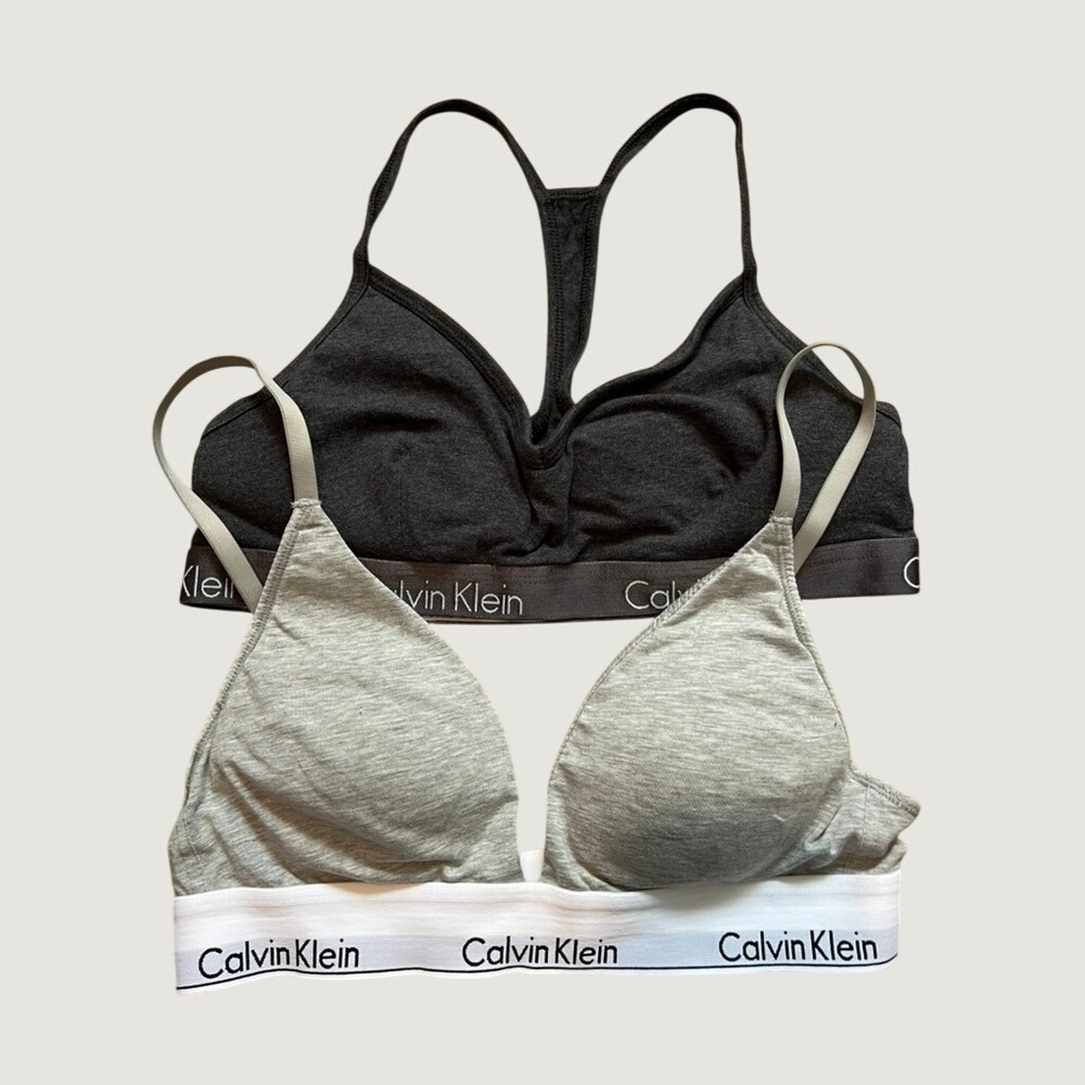 Calvin Klein Bra Bundle Gray Medium Black Large Racerback Triangle Bra Set